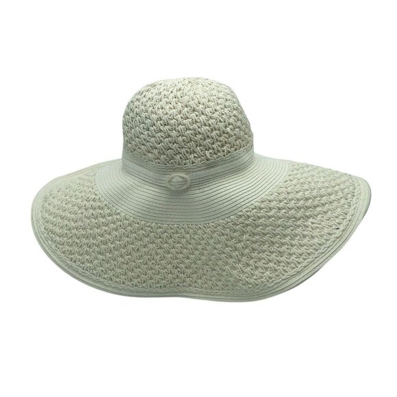 Nine West Big Floppy Sun Hat Ivory Cream Woven Summer Packable Women's One Size - Picture 1 of 5
